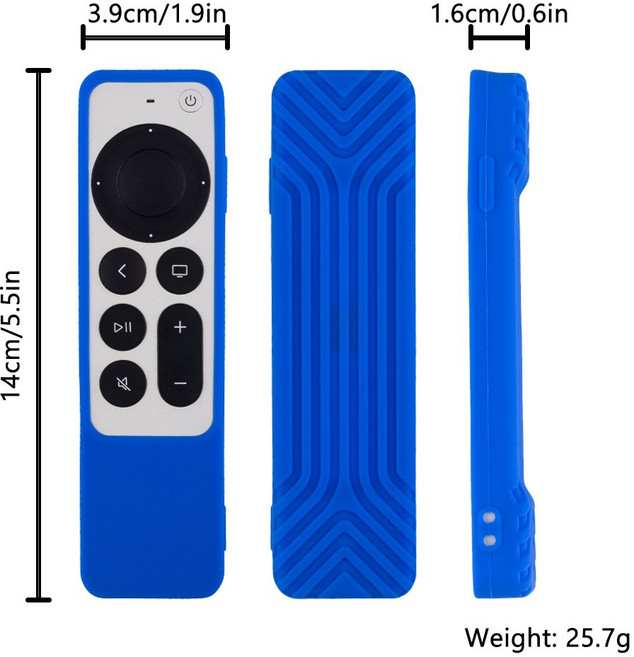 Apple TV 4K Siri Remote 2021 실리콘 제어 보호 커버 스킨 원격 케이스 액세서리용, Blue