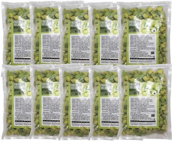 산들네이처 아보카도 다이스 냉동아보카도 아보카도요리 아보카도샌드위치 과카몰리 5kg (500g x 10봉), 10개, 500g