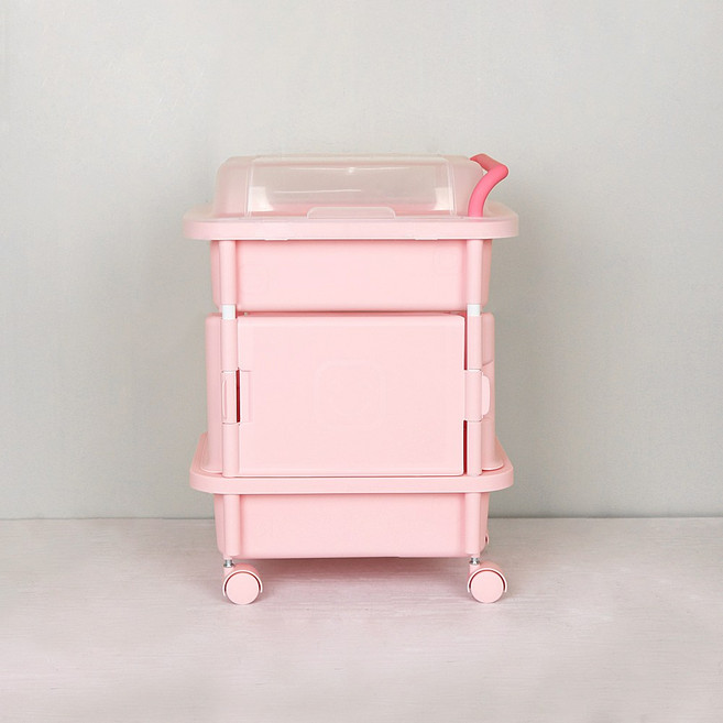 큐브 이동식 수납 정리함, 2단(컬러형), 핑크