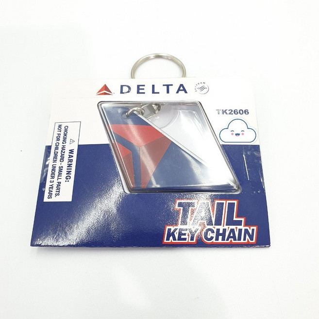 다론 항공사 로고 테일 키체인 키링 Tail Key Chain 열쇠고리 델타 항공 Delta TK2606 스카이월드, 1개