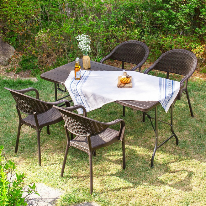 아르망 1500 버디 4개 야외 테이블 세트, 브라운