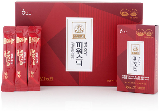백제금산인삼농협 삼지원 6년근 홍삼농축액 파워스틱 10mlx30포 홍삼진액 선물세트, 10ml, 1박스