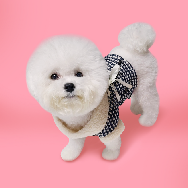 강아지 한복 후리스 겨울 애견 배자 중형견 조끼 복주머니 리본 설날 악세사리 설빔, 핑크, 1개