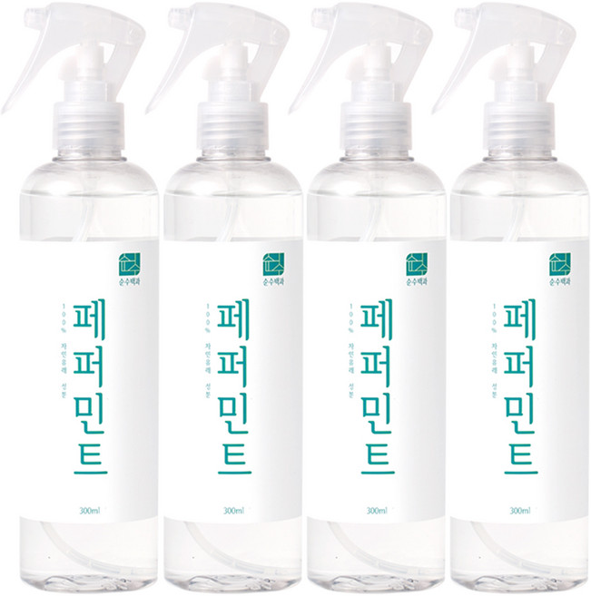 순수백과 페퍼민트 오일수 스프레이, 300ml, 4개