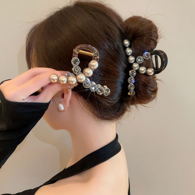 ZMBIRD 2종세트 블링 큐빅 헤어 집게핀 중형 8CM N5845