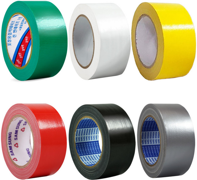 국산 청테이프 칼라 천면테이프 컬러면테이프 50mm 25M, 적색, 1개