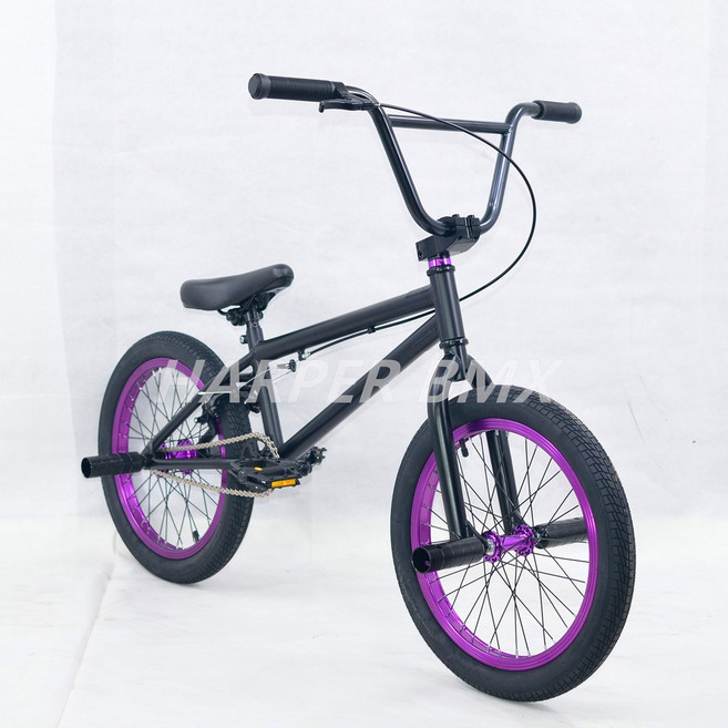 BMX 자전거 18인치 블랙 무한 퍼플 익스트림 실버 프리 전기 프리스타일 묘기, 블랙 배색 퍼플, 1개, 블랙 퍼플, 1cm