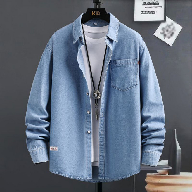 봄 가을 남성 패션 앞포켓 워싱 긴팔 청셔츠 청남방 캐주얼 루즈 오버 청나방 데님 와이셔츠 남방 자켓 아우터