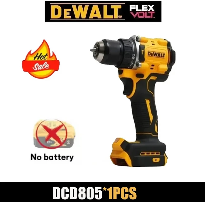 호환DeWALT 100% 배터리 20V/60V 6.0Ah MAX FlexVolt for DCB606 DCB205 DCB182 전동 공구(충전기 포함), 13 1pcs DCD805