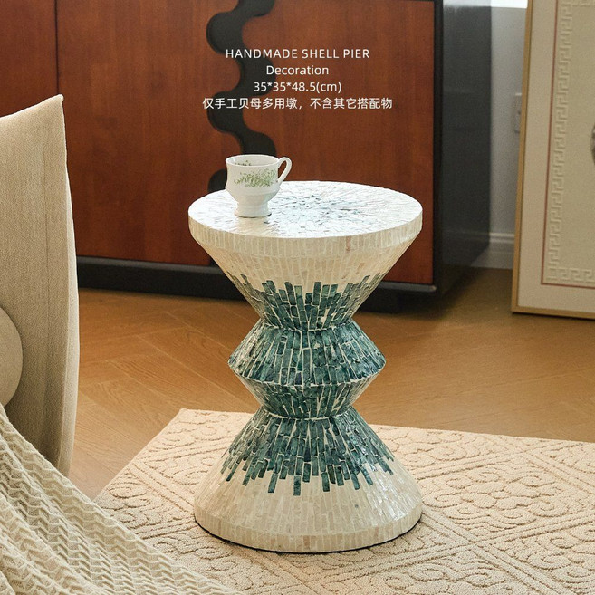 자개상 술상 밥상 원형 다과상 찻상 전통 자개 나전칠기 자개소반 앤틱 사이드테이블 티, 6. 파도의 그림자가 겹겹이 쌓여 있다