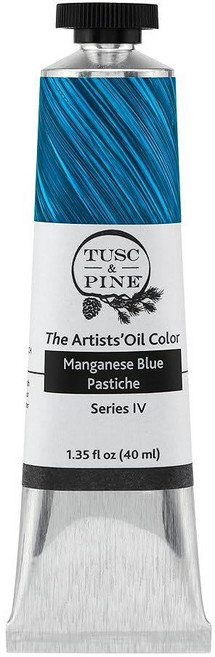 Tusc & Pine 아티스트 오일 페인트 - 티타늄 화이트 (아마씨) 40ml 황변 없음 풍부하고 크리미 한 일관성 최대 안료 부하 소량 가공 페인트 전문 아티스트, 1개(1개입), 망간 블루 파스티체