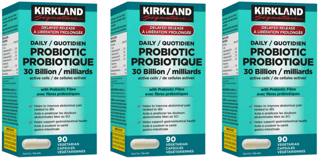 캐나다직송 커클랜드 데일리 프로바이오틱 300억 Kirkland Signature Daily Probiotic 30 Billion 90 Vegetarian Capsules, 3개, 90정