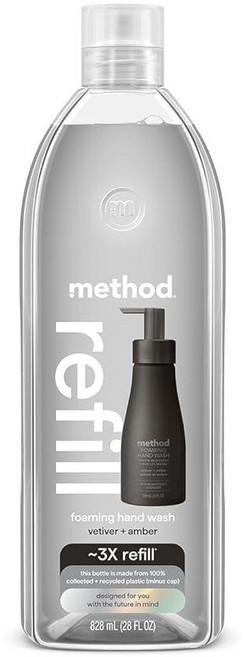 Method 포밍 핸드 솝 리필 베티버 + 앰버 713ml(28온스) () (포장은 다를 수 있음), Method 포밍 핸드 솝 리필, 베티버 + 앰버, 7