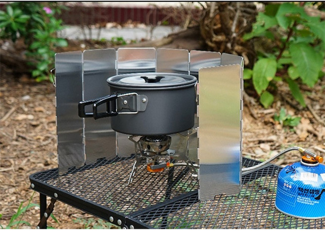 벨로르 캠핑 접이식 버너 가림막 바람막이 실버 전용파우치 1set, 1개