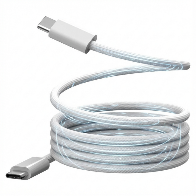 루비크 마그네틱 C to C PD 240W 고속충전 케이블 선정리 휴대폰 노트북 호환, 1개, 그레이화이트, 1m