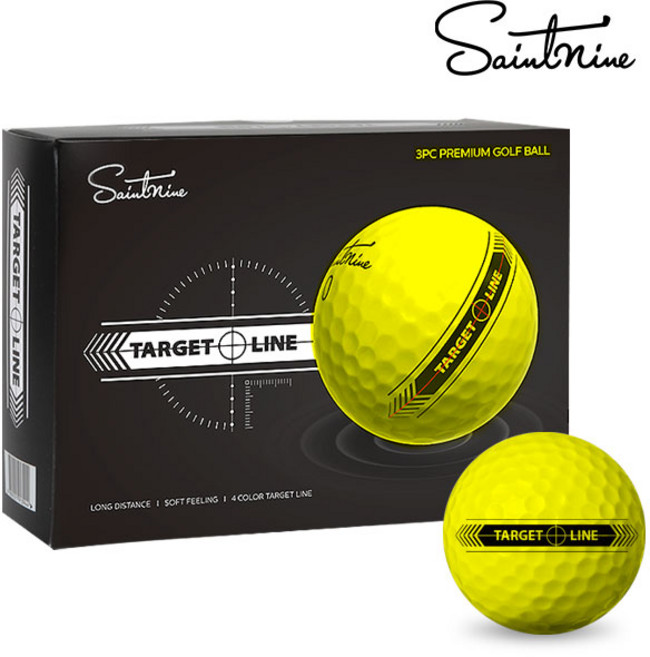 세인트나인 타겟 라인 골프볼 (3피스), 2개, 12개입, 옐로우