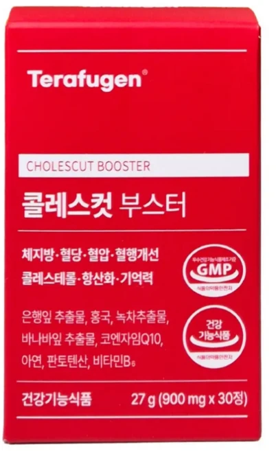 콜레스컷 부스터 1박스 (30정) 체지방 콜레스테롤 뱃살 관리 건강기능식품 바나바잎추출물 아연 594764, 1개, 30정 - 쿠팡