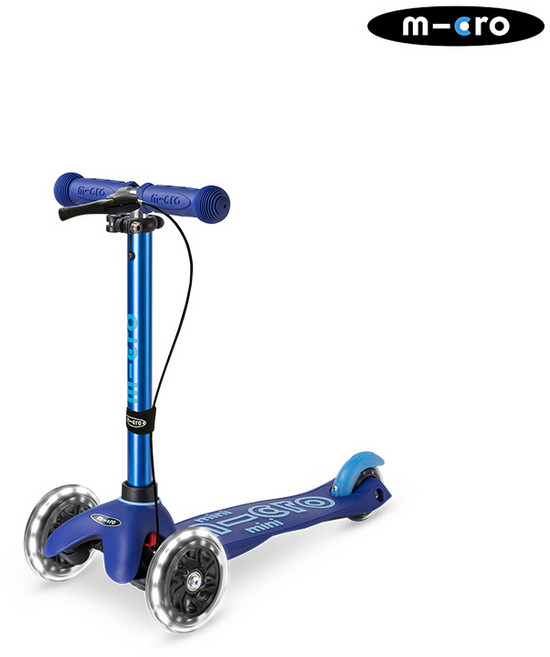 마이크로킥보드_미니 핸드 디럭스 LED (색상선택) 유아 어린이 세발킥보드, 블루, 1개