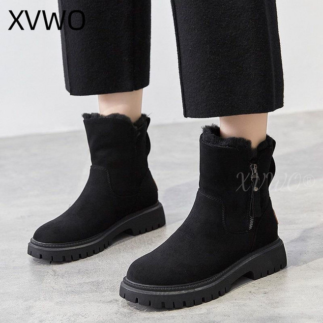 XVWO 여성용 겨울 방한 앵클부츠 털안감 따뜻한 숏부츠 여신슈즈