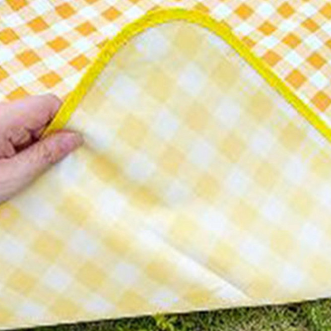 리브온 체크 피크닉 세트 (보냉백+접이식 돗자리+꽃 키링) 캠핑 나들이 3종, 옐로우