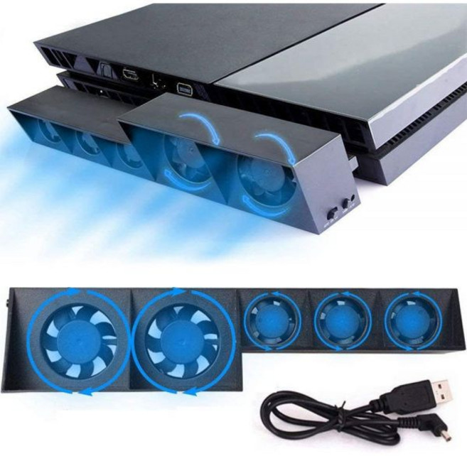 PS4용 냉각 팬 USB 외장 냉각기 5 팬 터보 온도 조절 소니 플레이스테이션 4 게임 콘솔용