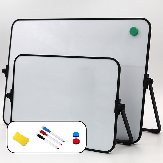 모두일상 탁상용 자석 양면 화이트보드 스탠드 각도조절 미니 메모보드 A4 A3, 철판