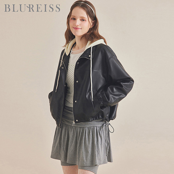 후드 배색 라이더 점퍼_BI6S1JP1331