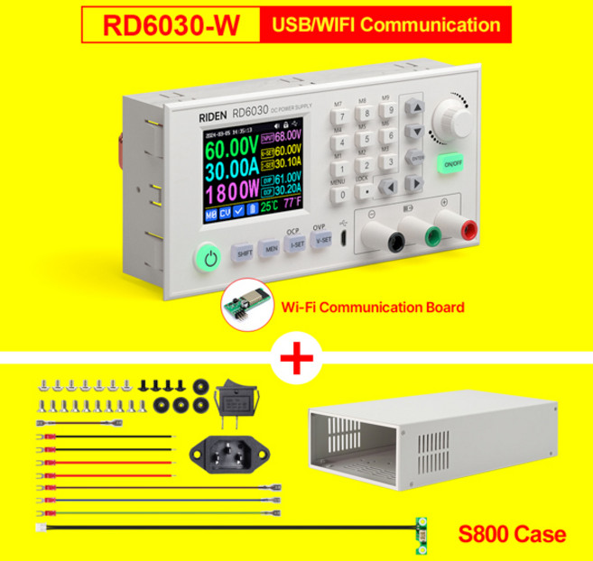 RD RD6030 60V 30A DC 조정 가능한 스텝 다운 전압 벤치 전원 공급 장치 벅 컨버터 배터리 충전 및 1500W P, 1개