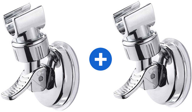 1+1 360도 회전 흡착식 샤워기 거치대 원터치, 단색