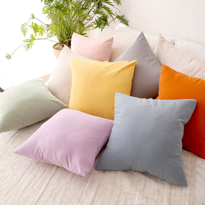 바이오워싱 무지 쇼파쿠션 솜포함 세트 50x50cm, 레몬(솜포함)