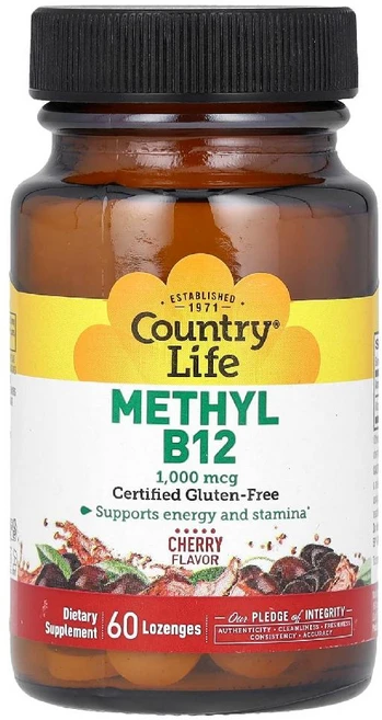 컨트리라이프 메틸B12 메틸코발라민 MethylB12 체리맛 1000mcg 사탕정제 60정, 1개 - 쿠팡