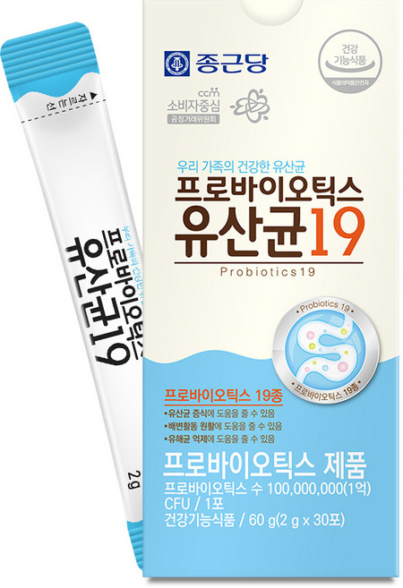종근당 프로바이오틱스 유산균19 30포, 30회분, 60g, 1개