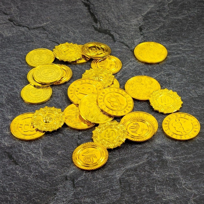 해적 보물 금화모형 골드 황금 코인 금화 100개 세트, 해골