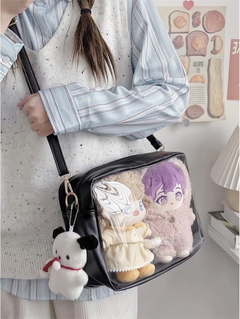 PU 프레피 이타백 굿즈 뱃지 덕질가방 콘서트 아이돌 버블 매트 인형 투명 크로스백 숄더백 학생가방