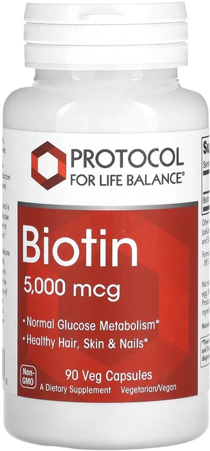 Protocol for Life Balance 비오틴 5000mcg 베지 캡슐 90정, ProtocolforLifeBalance비오틴5000m, 1개 - 쿠팡