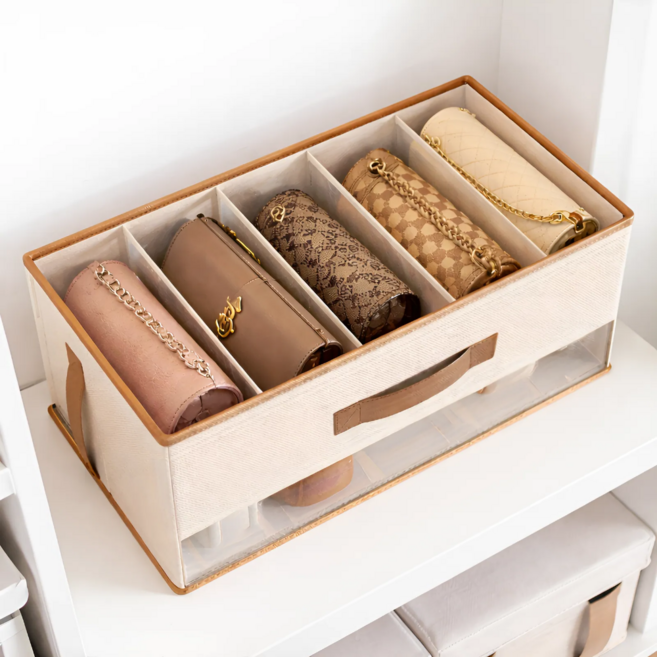 인즈홈 가구 공간절약 수납가능한 칸막이 가방정리함, 1개, 베이지