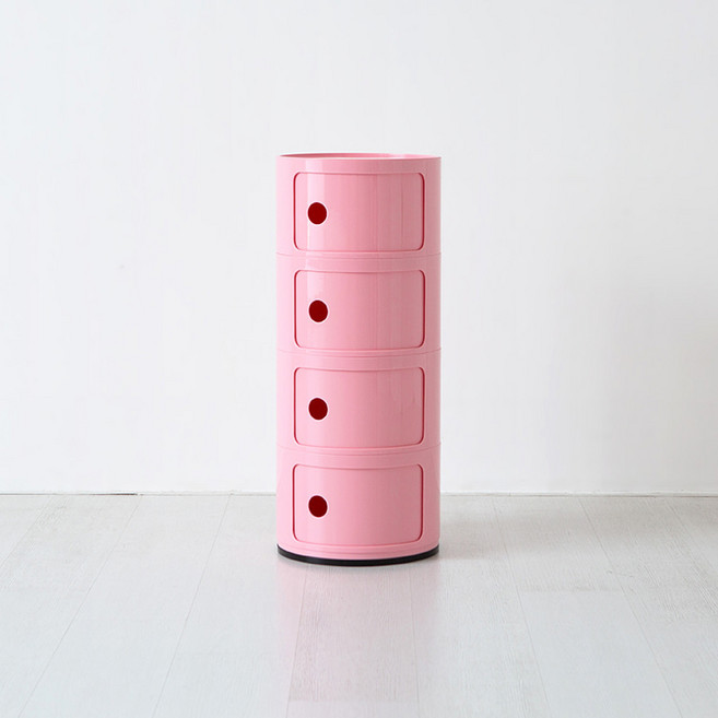 마켓비 빙그리 원형 슬라이딩 수납장 4단, 핑크 8567.0617