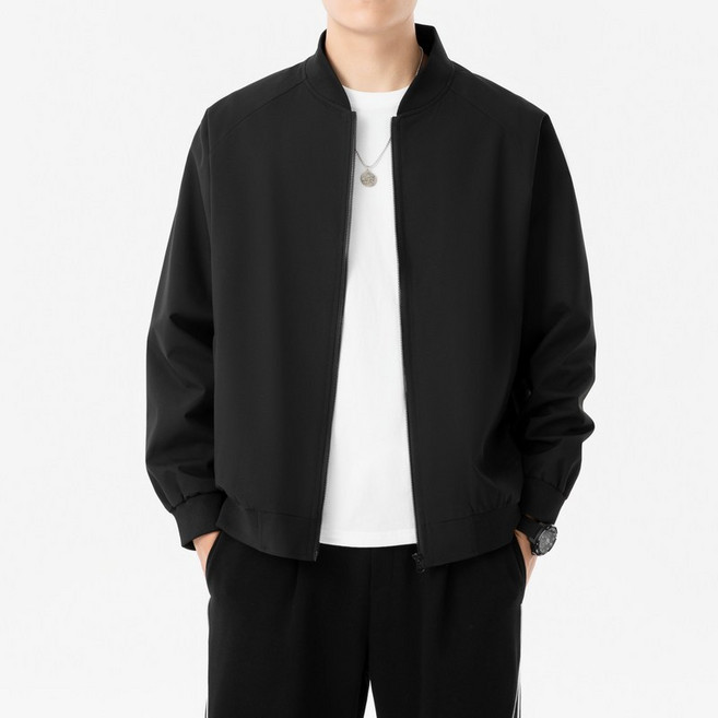 男士商務休閒棒球領短款保暖夾克外套