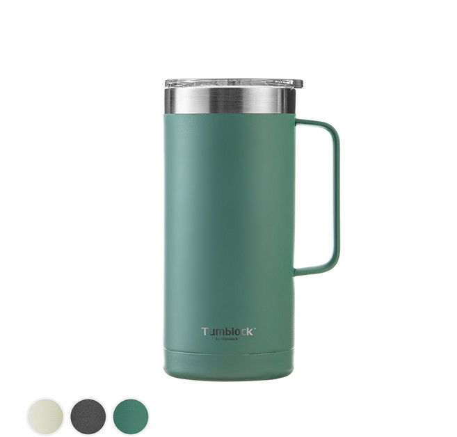 텀블락 글라스락 플레인 머그 텀블러 500ml, 그린, 1개