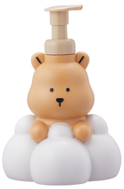250/500ml 귀여운 폼 디스펜서 욕실 카툰 곰 손 소독제 및 리필 가능한 용기가 포함된 샴푸 펌프 병, Milk tea color, 1개, 250ML