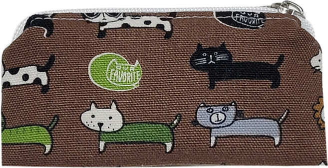파우마우 면 지퍼 도장 파우치, 냥이브라운, 1개