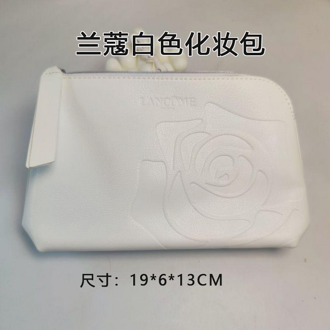 Lancome 蘭蔻 白色玫瑰印花化妝包