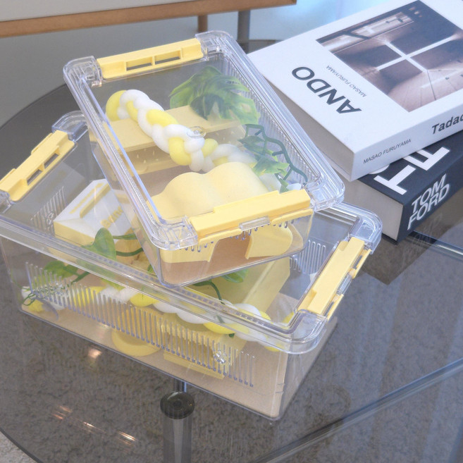 조이클린케이지(소) 투명 크레스티드게코 사육장 파충류 사육장 도마뱀집, 1개, 화이트(반투명)