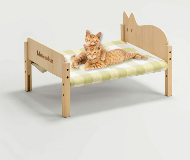 헤라우스점핑 반려동물 꿀잠 연결 원목 침대, 고양이, 그린