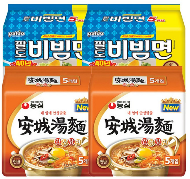 농심 안성탕면 10개 + 팔도비빔면 10개, 1세트