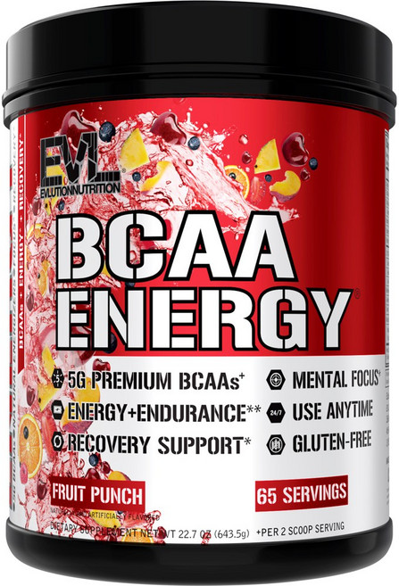 EVLUTIONNUTRITION BCAA 에너지 프루트펀치, 624g, 1개