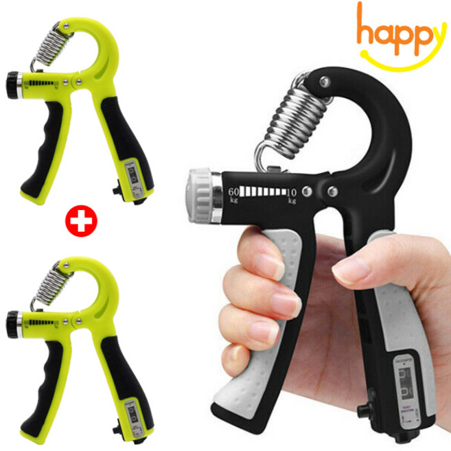 [1+1] 해피앤몰 강도조절 카운터 악력기 양손 2개세트, 옐로우