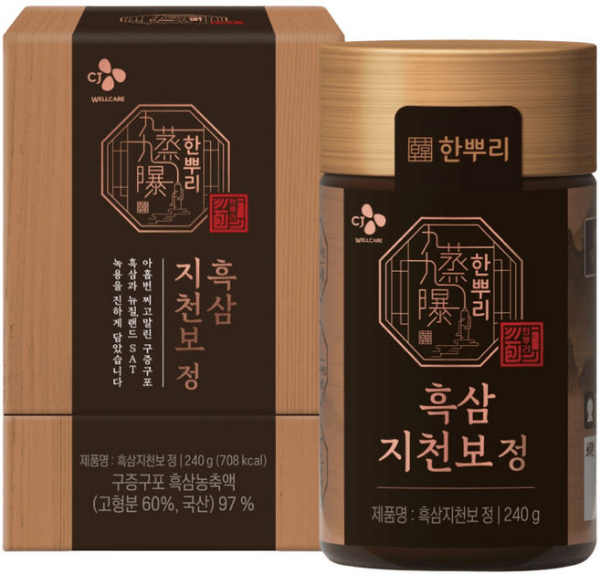 CJ웰케어 한뿌리 흑삼지천보 정 구증구포, 1개, 240g