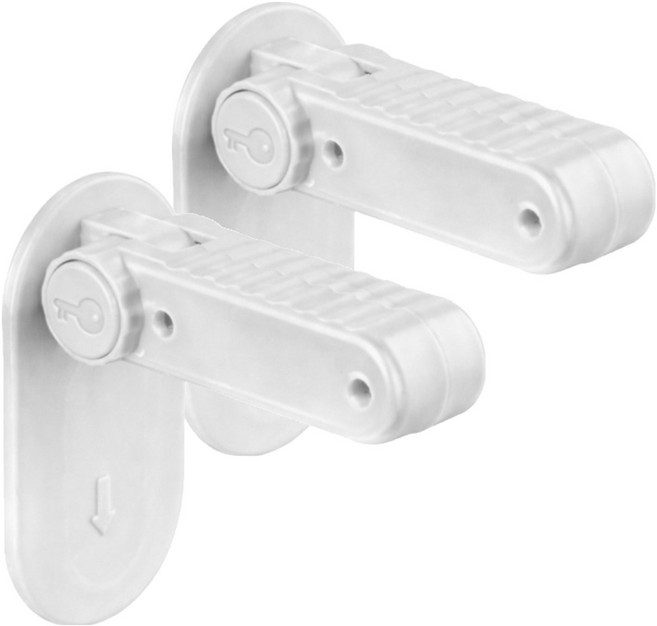 Perfectforyou 무타공 현관 문손잡이 이중잠금 안전고리, 투명, 2개