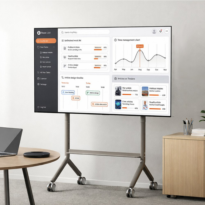 노스바유 NB 이동식 대형 TV 거치대 전자칠판 스탠드, 1개, P100(~68.2kg/90인치)